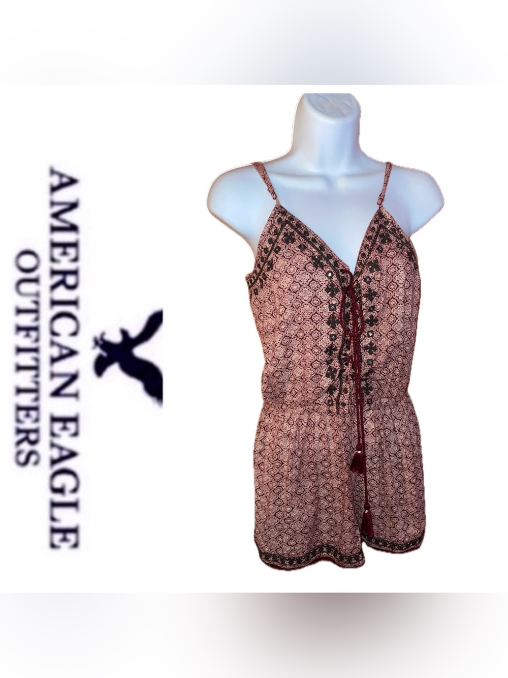American Eagle Outfitters 🦅 Burgundy Floral Romper ♥️🌸